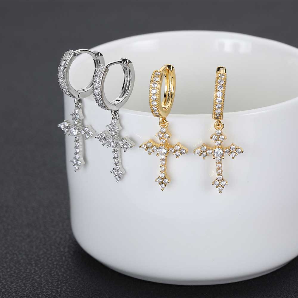 CROSS EARRINGS PLATINUM GOLD