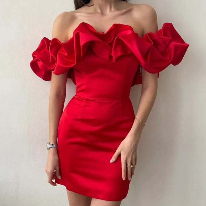 MIMI OFF SHOULDER RUFFLE DRESS