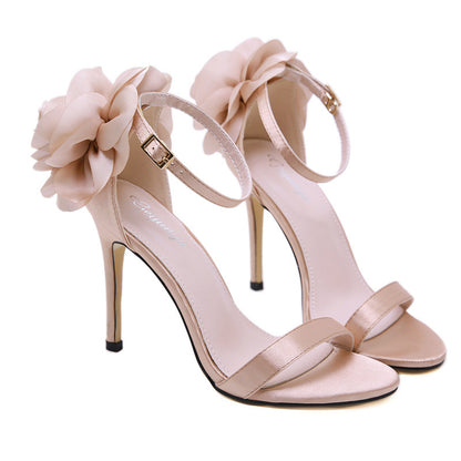 SINGLE ROSE HIGH HEELED SANDALS