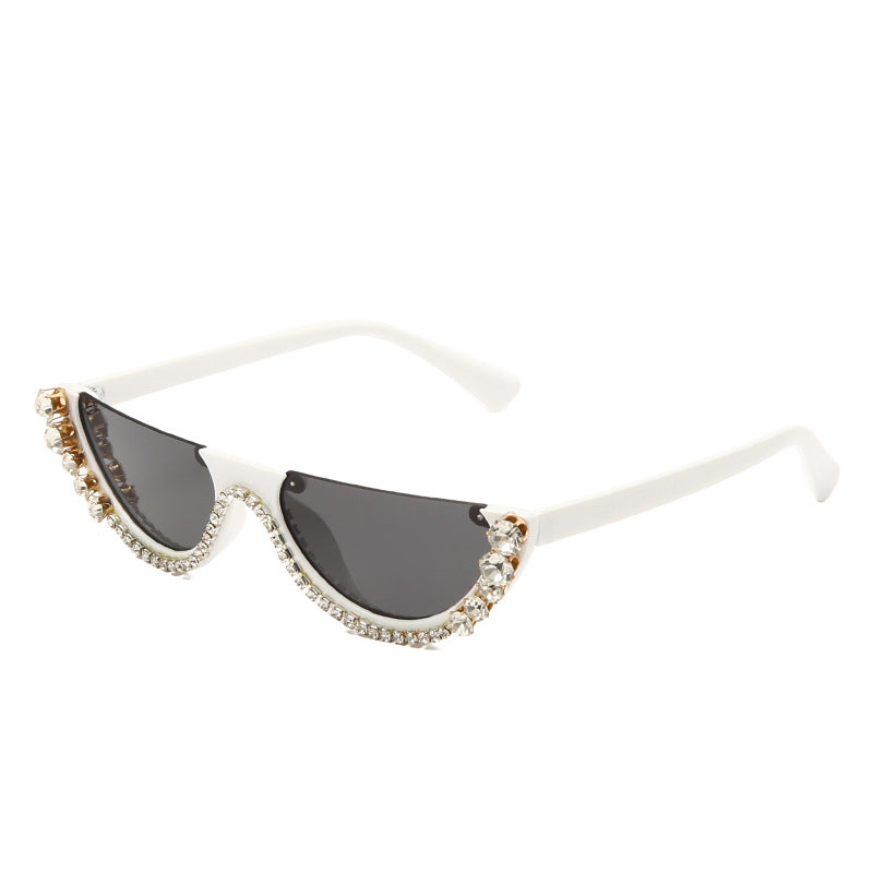 GIGI RHINESTONE HALF FRAME SUNGLASSES