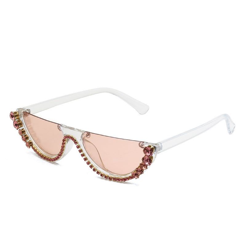 GIGI RHINESTONE HALF FRAME SUNGLASSES