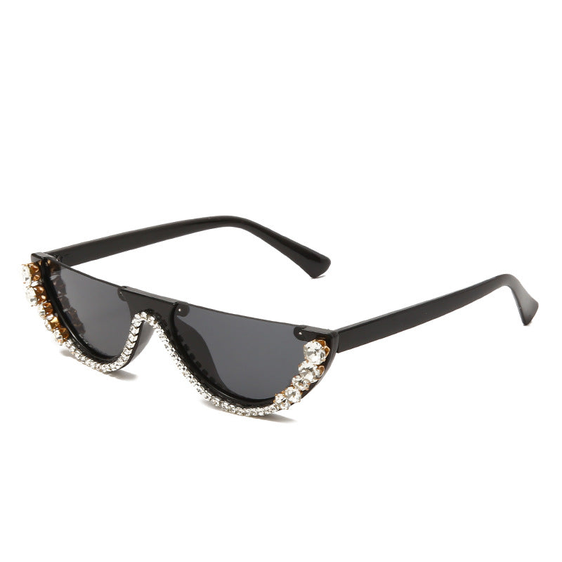 GIGI RHINESTONE HALF FRAME SUNGLASSES