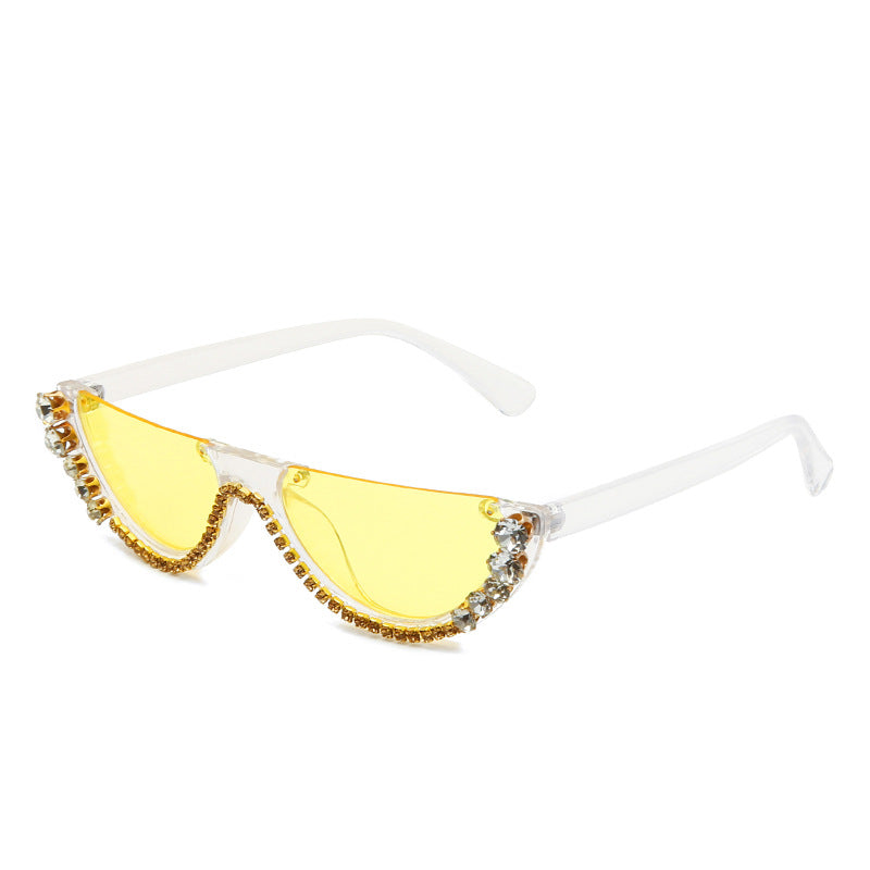 GIGI RHINESTONE HALF FRAME SUNGLASSES