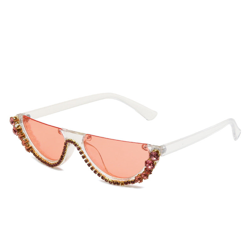 GIGI RHINESTONE HALF FRAME SUNGLASSES