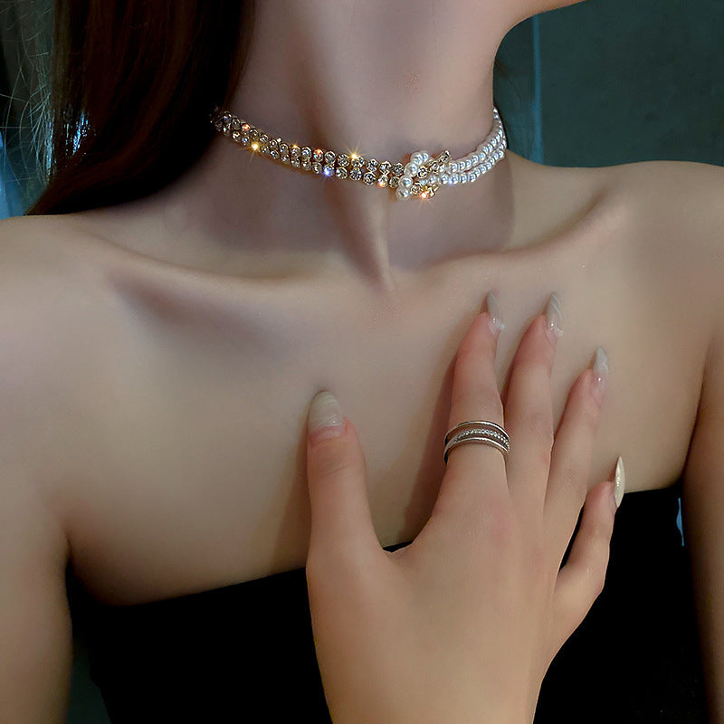 PEARL CRYSTAL GOLD CHOKER