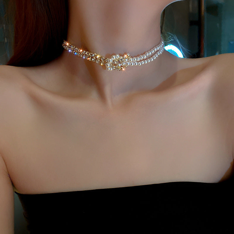 PEARL CRYSTAL GOLD CHOKER