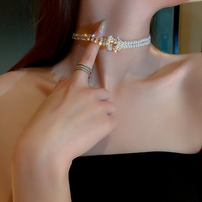 PEARL CRYSTAL GOLD CHOKER