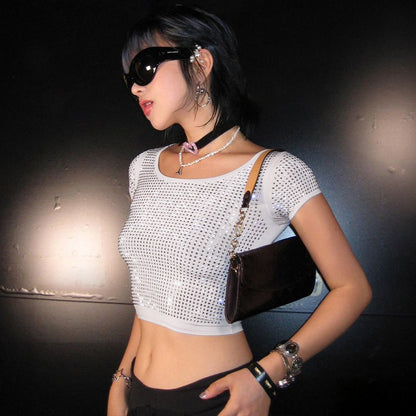 BIBI RHINESTONE CROP TOP