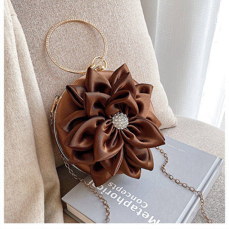 ANGEL SATIN  FLOWER SHOULDER BAG