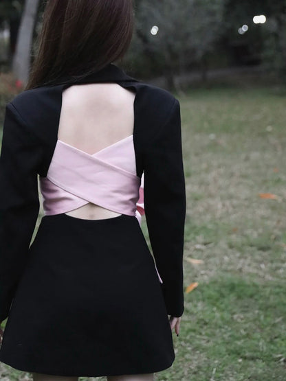 PINK BOW BLAZER DRESS