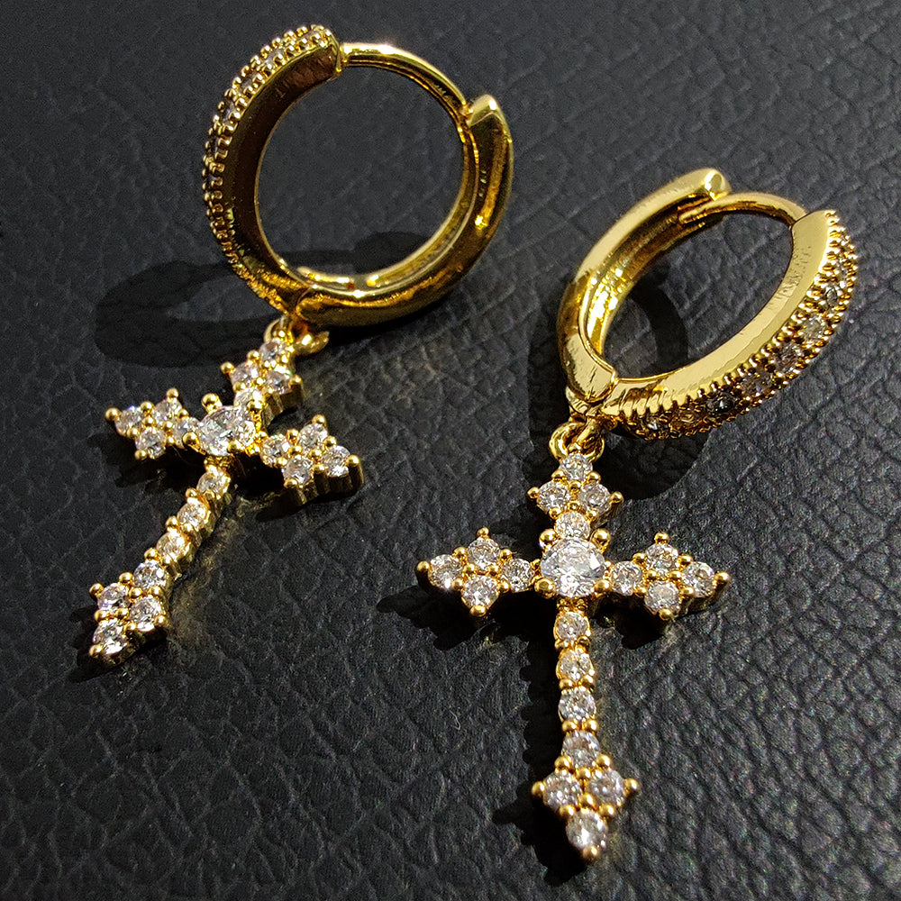 CROSS EARRINGS PLATINUM GOLD