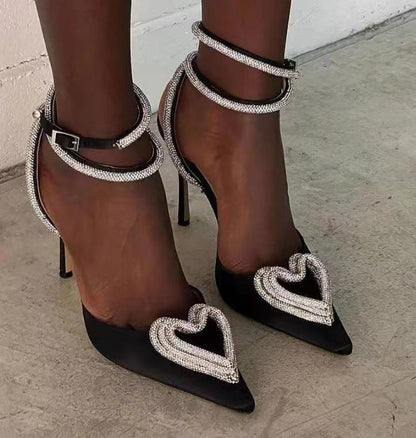 CORAZON POINTED RHINESTONE HIGH HEELS