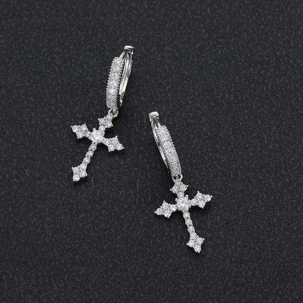 CROSS EARRINGS PLATINUM GOLD