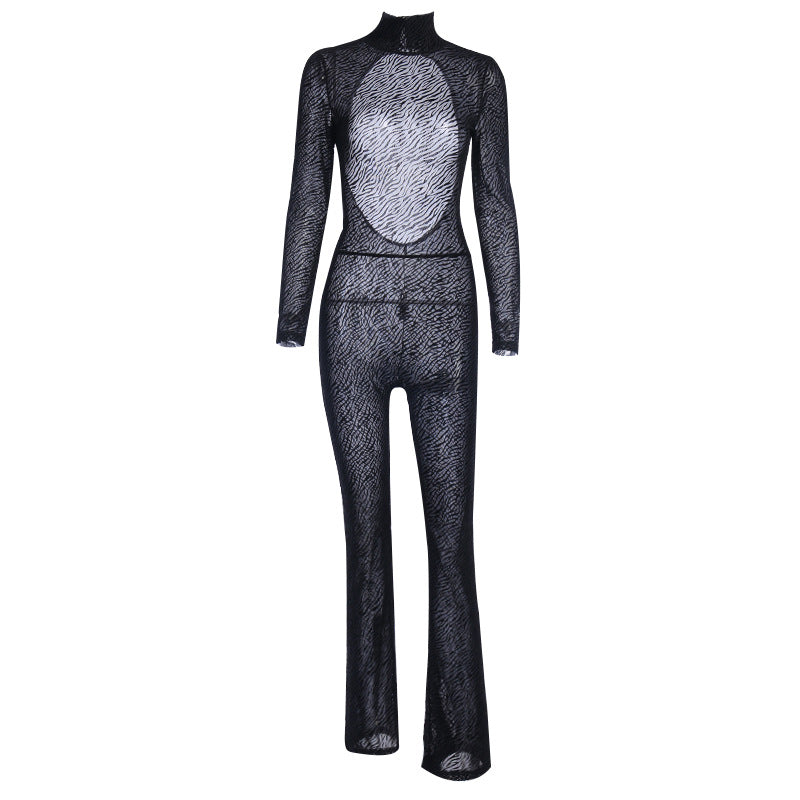 KAJSA ANIMAL PRINT  MESH JUMPSUIT TROUSERS