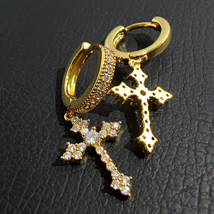 CROSS EARRINGS PLATINUM GOLD