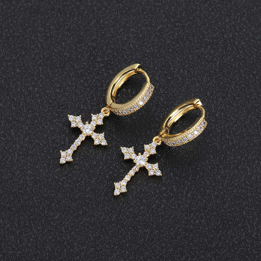 CROSS EARRINGS PLATINUM GOLD