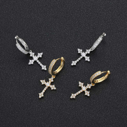 CROSS EARRINGS PLATINUM GOLD