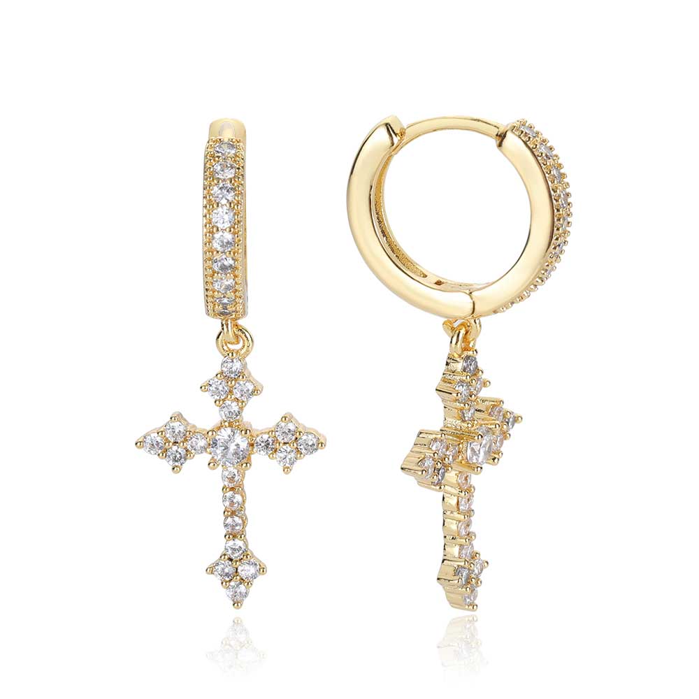 CROSS EARRINGS PLATINUM GOLD