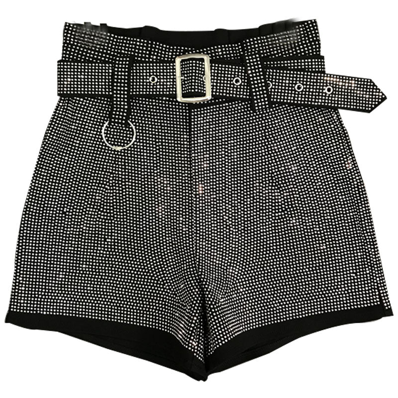 BONITA HIGH-WAISTED RHINESTONE SHORTS