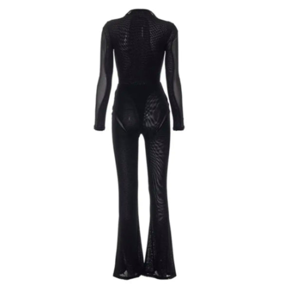 VALENTINA CUT OUT MESH JUMPSUIT TROUSERS