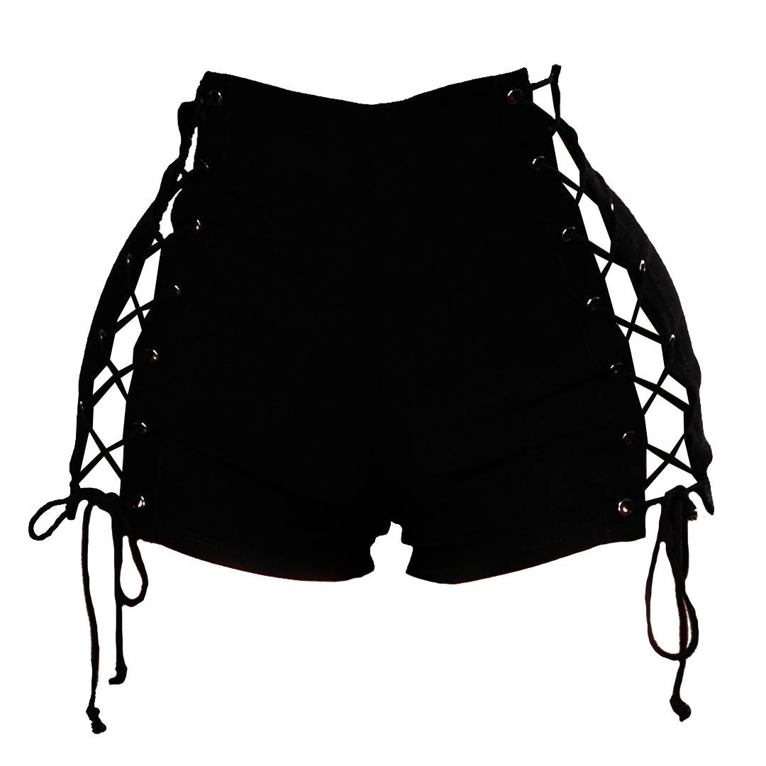 KAJSA LACE UP HIGH WAIST DENIM SHORTS