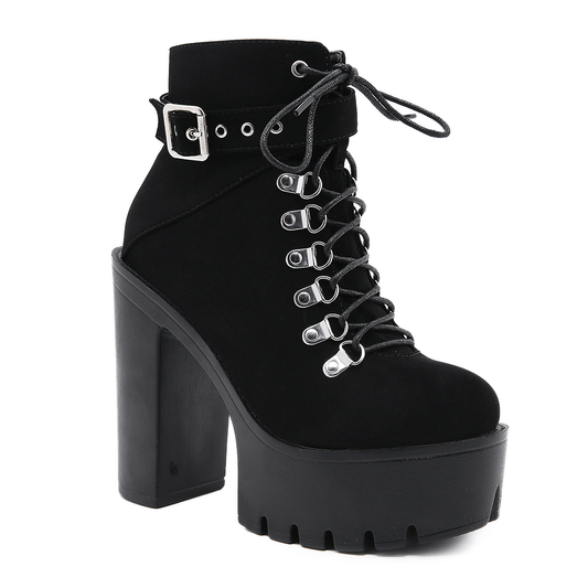 BONITA GOTHIC ANKLE HIGH HEEL CHUNKY BOOTS