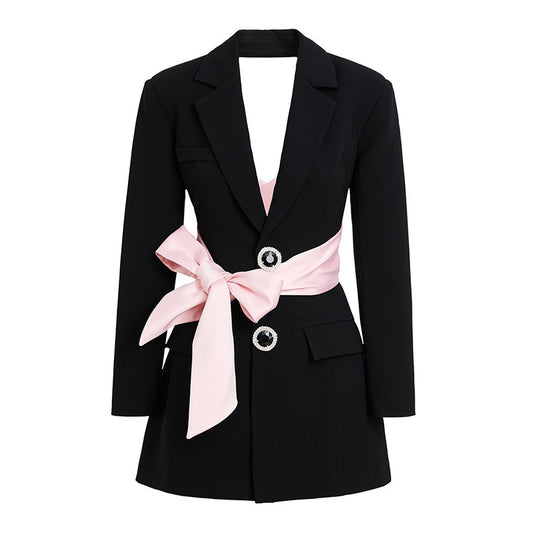 PINK BOW BLAZER DRESS