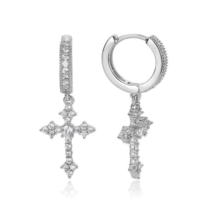 CROSS EARRINGS PLATINUM GOLD