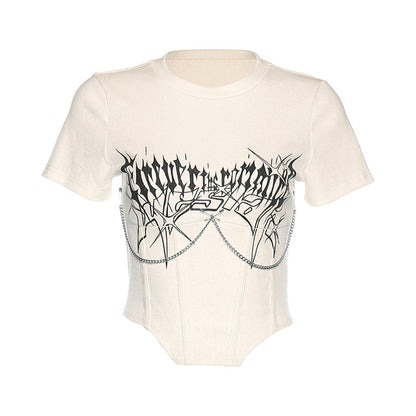 DAWN METAL CHAIN CROP T-SHIRT