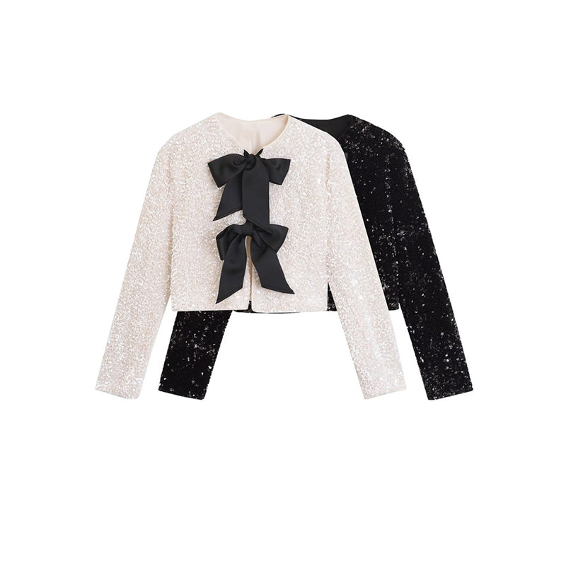 JENNY SEQUIN BOW TIE BLAZER