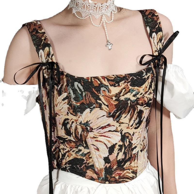 LAURA CROPPED TIE-UP CORSET TOP