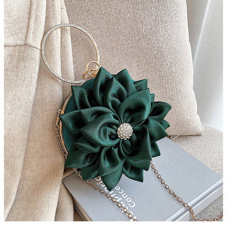 ANGEL SATIN  FLOWER SHOULDER BAG