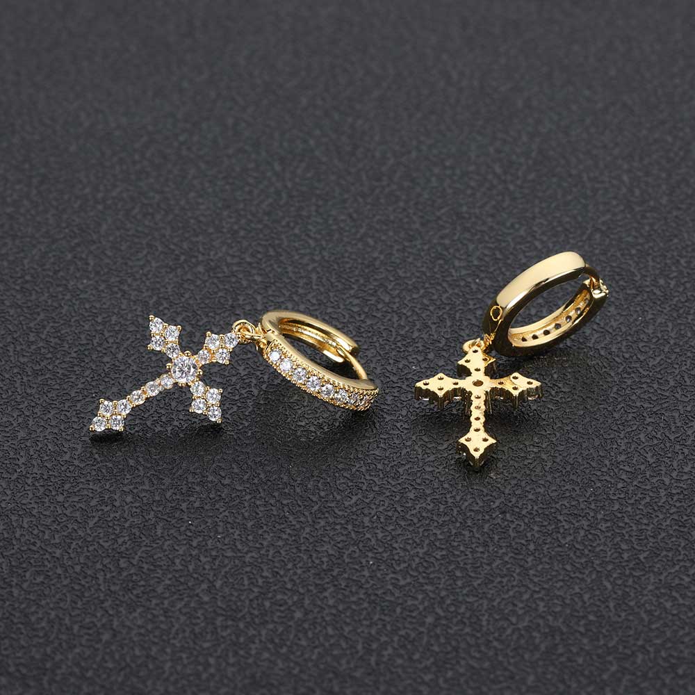 CROSS EARRINGS PLATINUM GOLD