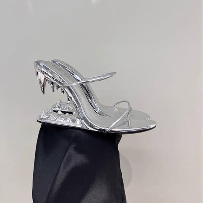 TARA METAL FANG HEELS SANDALS