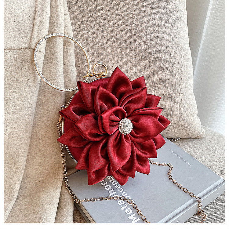 ANGEL SATIN  FLOWER SHOULDER BAG