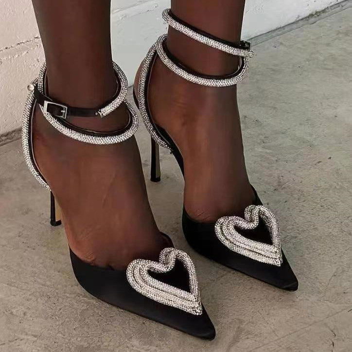 CORAZON POINTED RHINESTONE HIGH HEELS